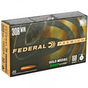 Federal GM308M Gold Medal  308 Win 168 gr Sierra MatchKing Boat-Tail Hollow Point (BTHP) 20 Bx/ 10 Cs