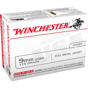 Winchester Ammo USA9MMVP USA  9mm Luger 115 gr Full Metal Jacket (FMJ) 100 Bx/ 10 Cs