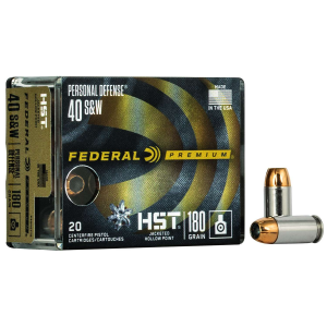 Federal P40HST1S Premium Personal Defense 40 S&W 180 gr HST Jacketed Hollow Point (JHP) 20 Bx/ 20 Cs