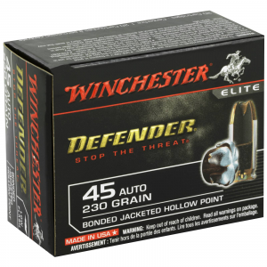 Winchester Ammo PDXI Defender 45 ACP 230 Gr Bonded Jacket Hollow Point 20rds