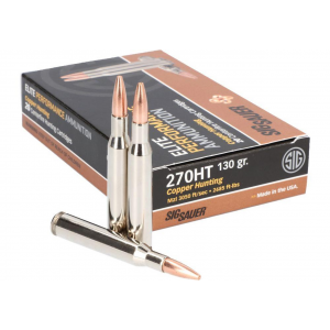 Sig Sauer E270H120 Elite Copper Hunting  270 Win 130 gr Copper Solid Centerfire Rifle Ammunition 20 Rd Box