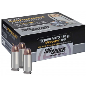 Sig Sauer E10MM120 Elite V-Crown  10mm Auto 180 gr Jacketed Hollow Point (JHP) 20 Rd Box