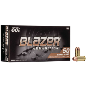 CCI 5220 Blazer Brass 40 S&W 180 gr Full Metal Jacket (FMJ) 50 Bx/ 20 Cs