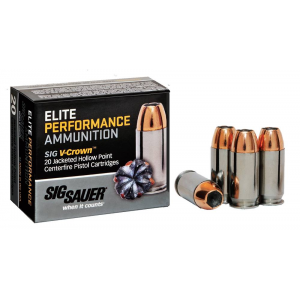 Sig Sauer E45AP120 Elite V-Crown  45 ACP 200 gr Jacketed Hollow Point (JHP) 20 Bx/ 10 Cs