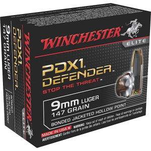 Winchester Ammo S9MMPDB1 Defender  9mm Luger 147 gr Bonded Jacket Hollow Point 20 Bx/ 10 Cs