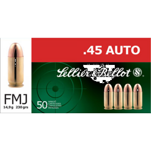 Sellier & Bellot SB45A Handgun  45 ACP 230 gr Full Metal Jacket (FMJ) Rifle Ammunition 50 rd BOX