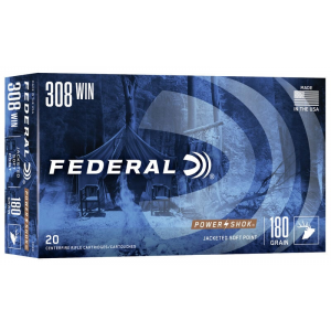 Federal 308B Power-Shok 308 Win 180 gr Jacketed Soft Point (JSP) 20 Bx/ 10 Cs