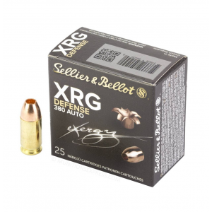 Sellier & Bellot XRG Defense .380 ACP 77gr Solid Copper Hollow Point Lead-Free 25rd Box