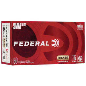 Federal WM5199 Champion Training 9mm Luger 115 gr Full Metal Jacket (FMJ) Pistol Ammunition 50 Rd BOX