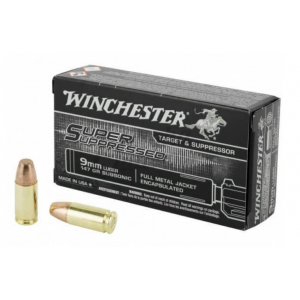 Winchester Ammo SUP9 Super Suppressed Subsonic 9mm Luger Subsonic 147 gr Full Metal Jacket (FMJ) Ammunition 50rd Box