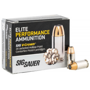 Sig Sauer E380A120 Elite V-Crown  380 ACP 90 gr Jacketed Hollow Point (JHP) 20rds/Bx