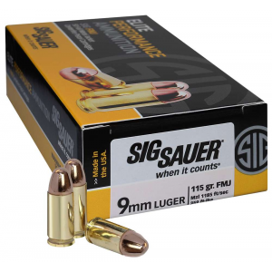 Sig Sauer E9MMB150 Elite Ball  9mm Luger 115 gr Full Metal Jacket (FMJ) 50 rd Box