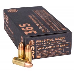 Sig Sauer E9MMB136550 Elite Ball  9mm Luger 115 gr Full Metal Jacket (FMJ) 50 Bx/ 20 Cs