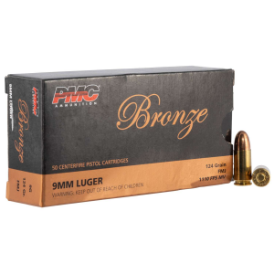 PMC 9G Bronze  9mm Luger 124 gr Full Metal Jacket (FMJ) Pistol Ammunition 50rd BOX