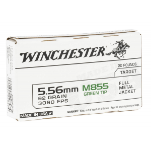 Winchester Ammo USA855K USA  5.56x45mm NATO 62 gr Full Metal Jacket Lead Core (FMJLC) 20 Rd BOX