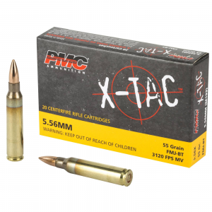 PMC 5.56X X-Tac  5.56x45mm NATO 55 gr Full Metal Jacket Boat Tail (FMJBT) 20 Rd BOX