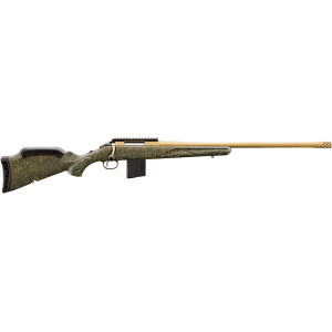 Ruger American Predator Gen II Bolt Action Rifle 450 Bushmaster 22" Burnt Bronze Cerakote Threaded Barrel Burnt Bronze Frame Green Splatter Raised Comb Stock