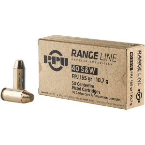 PPU 40 S&W Ammo 165 Grain Full Metal Jacket Box of 50
