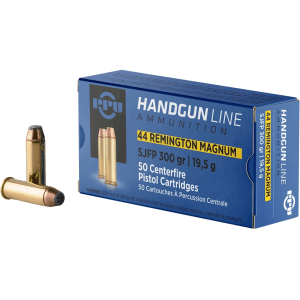 PPU 44 Remington Magnum Ammo 300 Grain Semi-Jacketed Soft Point Box of 50