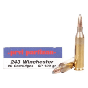 PPU 243 Winchester Ammo 100 Grain Jacketed Soft Point Box of 20