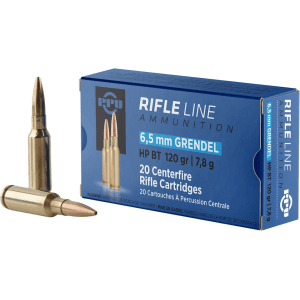 PPU 6.5 Grendel Ammo 120 Grain Jacketed Hollow Point Box of 20