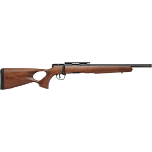Savage Arms B22 Timber Bolt Action Rifle 22 Winchester Magnum Rimfire (WMR) 18" Steel Threaded Barrel Black Frame Wood Thumbhole Stock