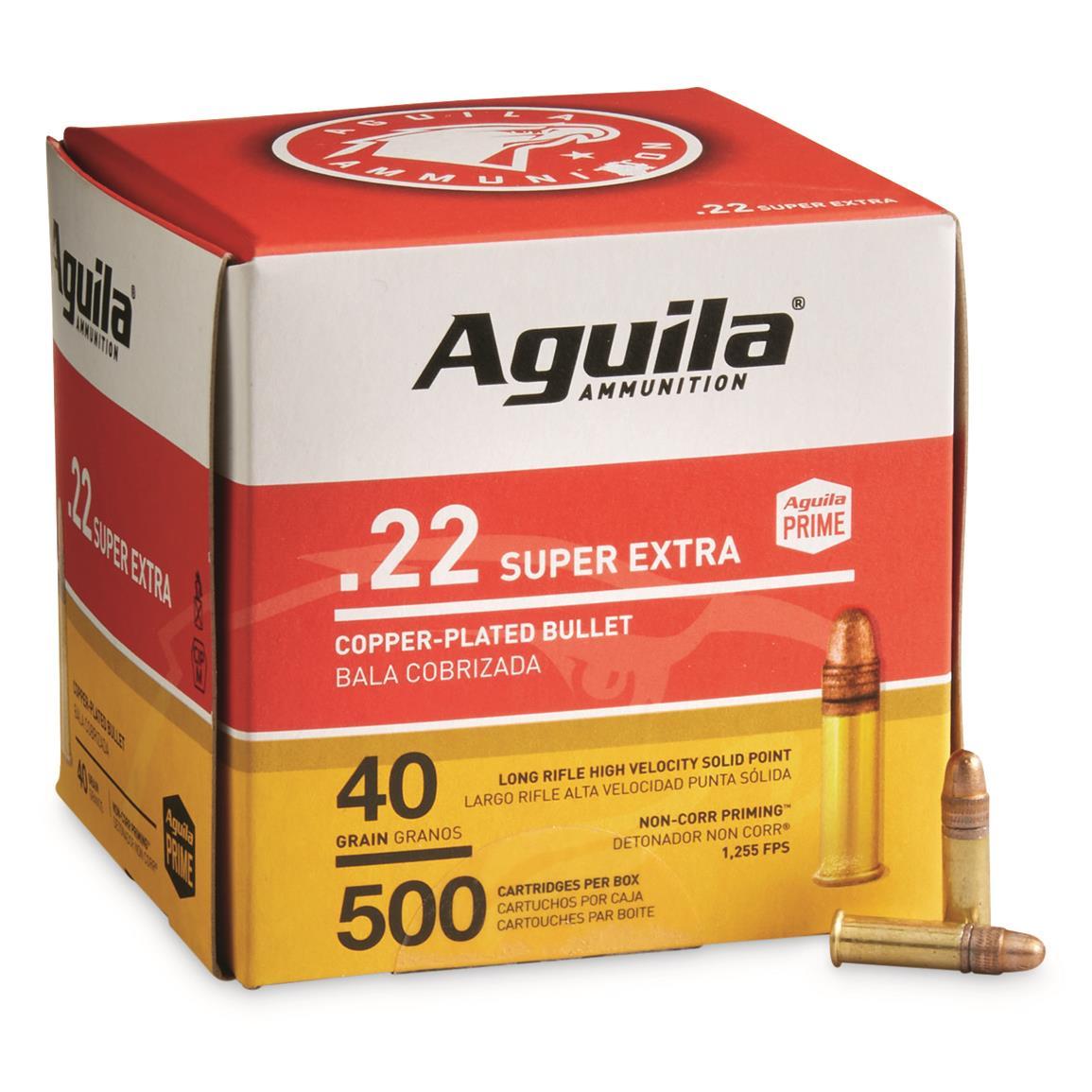 Aguila Super Extra High Velocity, .22LR, CPSP, 40 Grains, 500 Rounds