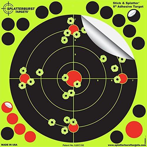 Splatterburst Targets - 8 inch Stick & Splatter Self Adhesive Shooting Targets - Made in USA 