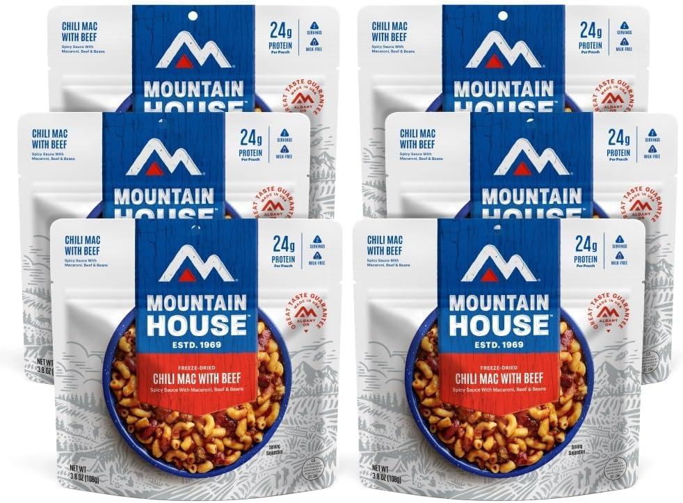 Mountain House Chili Mac with Beef | Freeze Dried Backpacking & Camping Food | 6-Pack