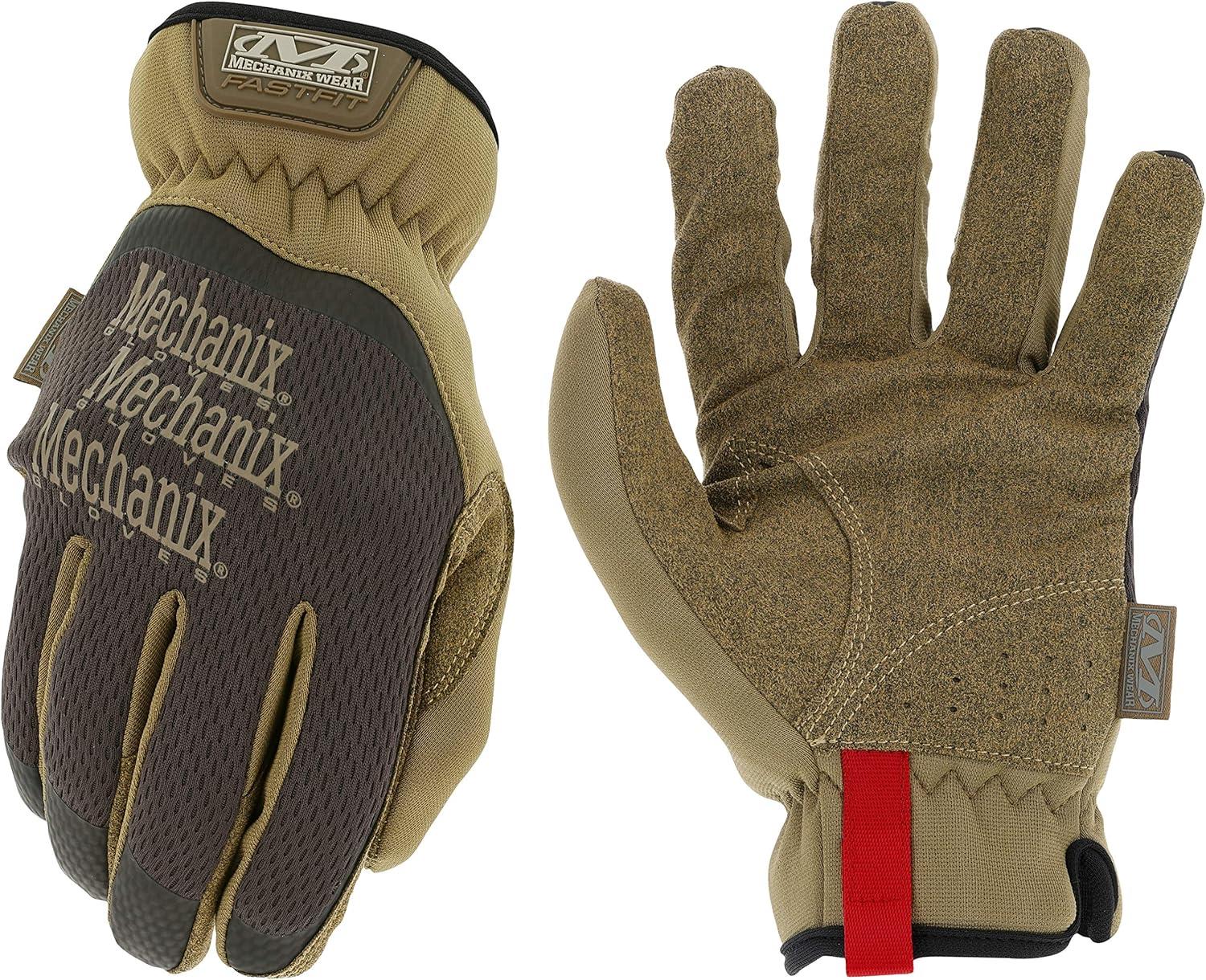 Mechanix Wear: FastFit Work Glove with Elastic Cuff for Secure Fit, Performance Gloves for Multi-Purpose Use, Touchscreen Capable Safety Gloves for Men (Brown, Large) 