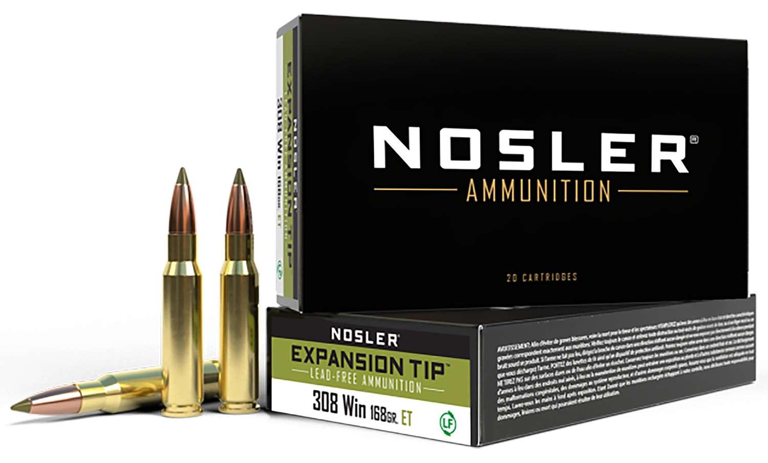 Nosler 308 Winchester 168 grain E-Tip Lead-Free Rifle Ammo, 20/Box - 40035 by Nosler - Product Image