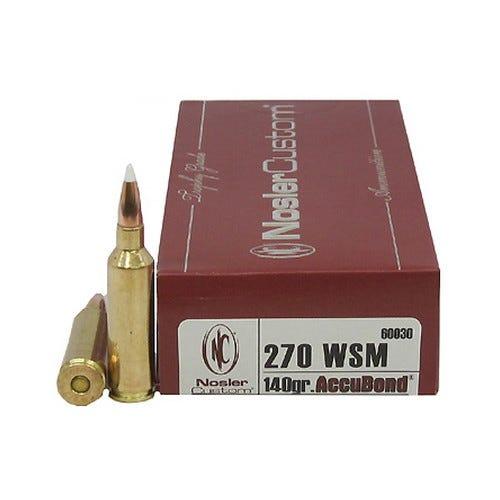 Nosler Trophy Grade 270 WSM 140 grain AccuBond Rifle Ammo, 20/Box - 60030 by Nosler - Product Image