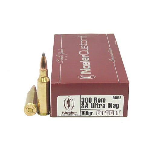Nosler Trophy Grade 300 SAUM 180 grain Partition Rifle Ammo, 20/Box - 60062 by Nosler - Product Image
