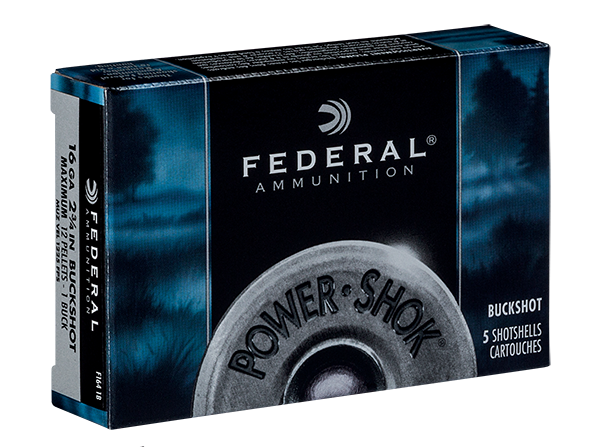 Federal 16ga 2.75" Max 12 Pellets 1 Buck Power-Shok Shotshell Ammunition 5 Shells - F164 1B by Federal - Product Image