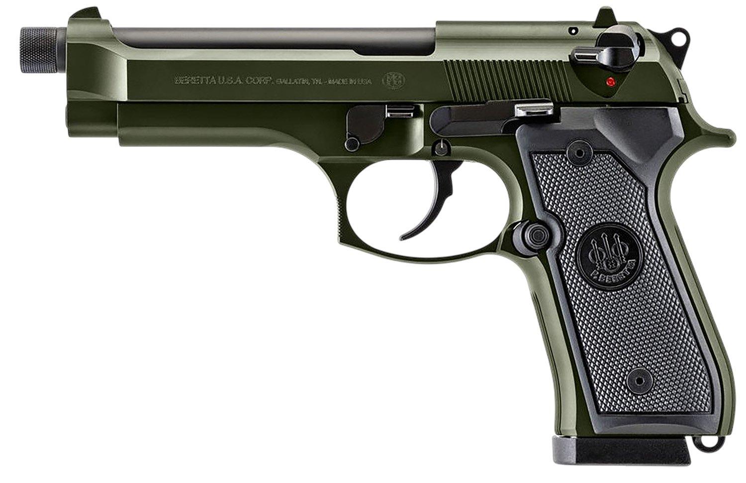 Beretta 92FS 9mm Pistol 5.1" Threaded 18Rds, ODG - J92F300GRTB18 by Beretta - Product Image