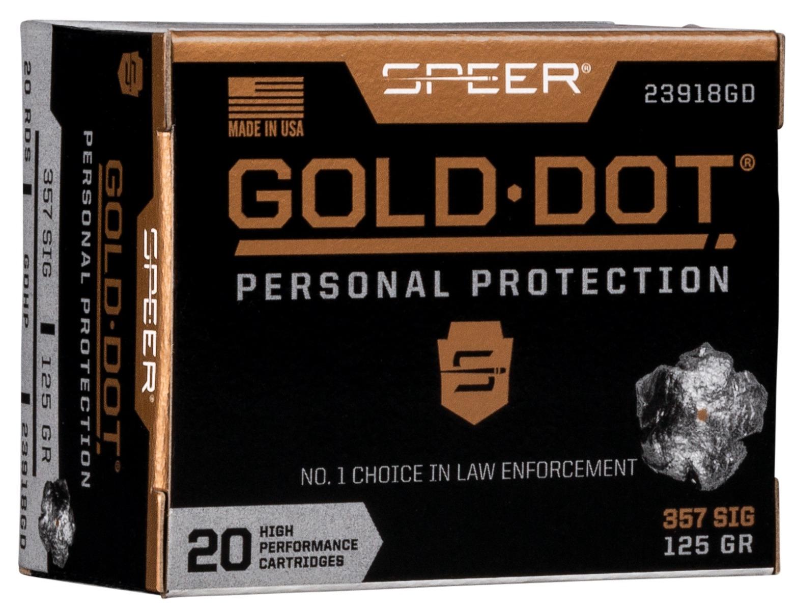 Speer Gold Dot 125 gr Hollow Point .357 Sig Ammo, 20/box - 23918GD by Speer - Product Image