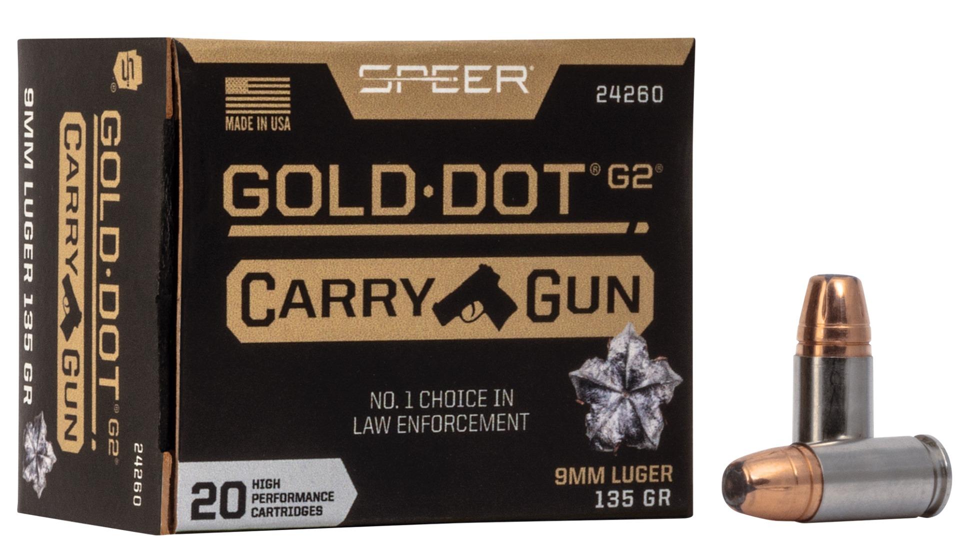 Speer Gold Dot Carry Gun 9mm 135gr HP 20rds - 24260 by Speer - Product Image