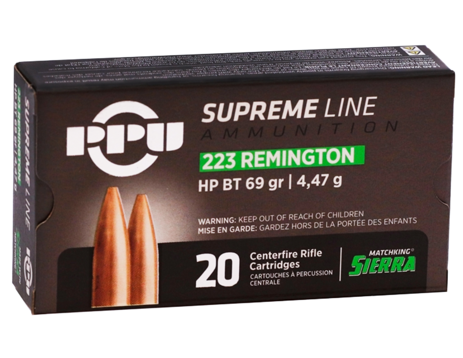 PPU USA Supreme Line .223 Remington 69 gr BTHP 10rds Rifle Ammo for Precision and Competitive Shooting - PPMK223 by Prvi Partizan - Product Image