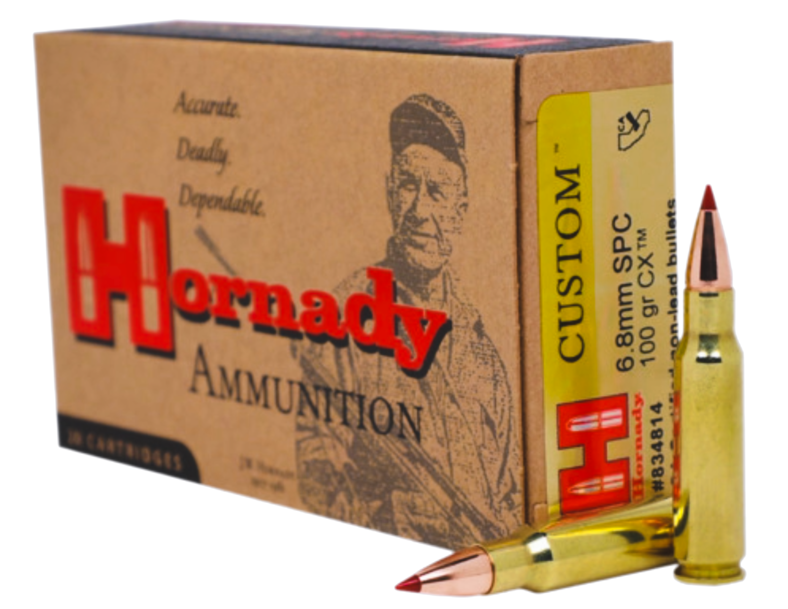 Hornady Custom 6.8 Rem SPC 100 gr CX, 20rds by Hornady - Product Image