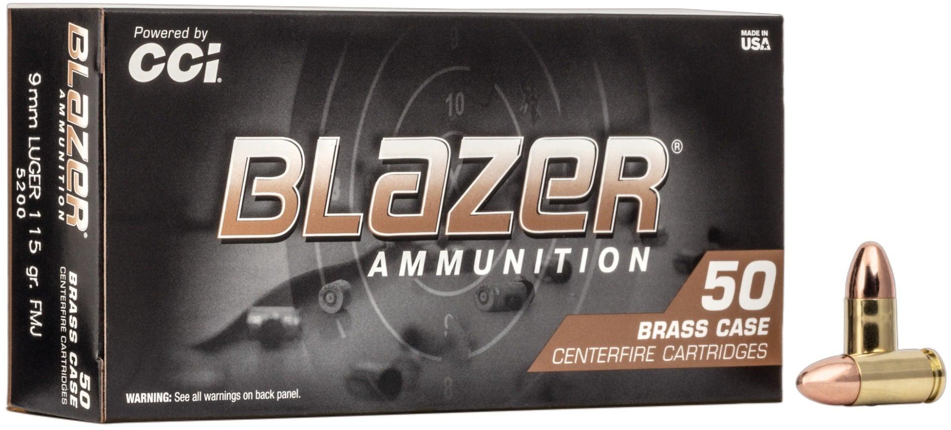 CCI Blazer Brass 9mm Ammo 115 Grain FMJ 50 rd/box - 5200 by Cci - Product Image