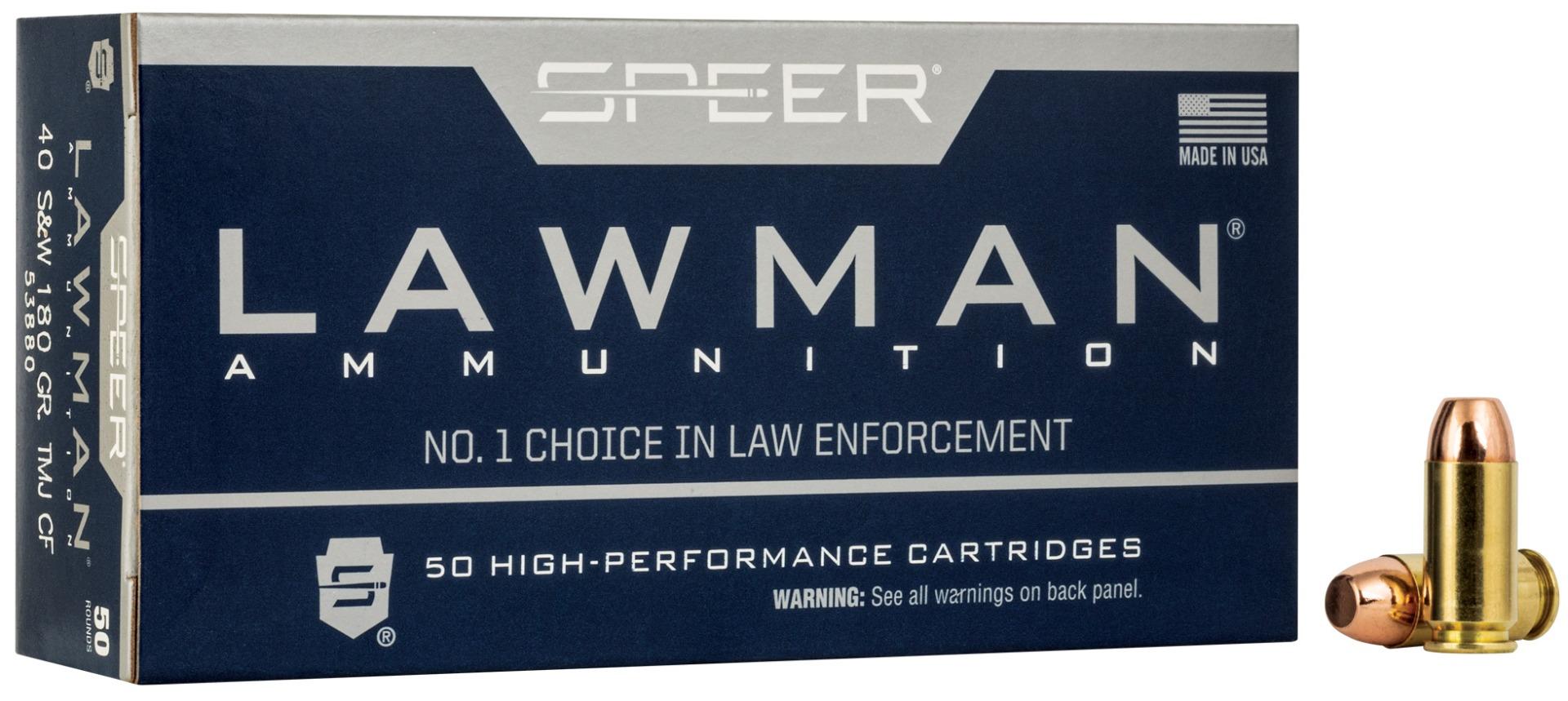 Speer Lawman Clean-Fire Training 180 gr Total Metal Jacket .40 S&W Ammo, 50/box - 53880 by Speer - Product Image