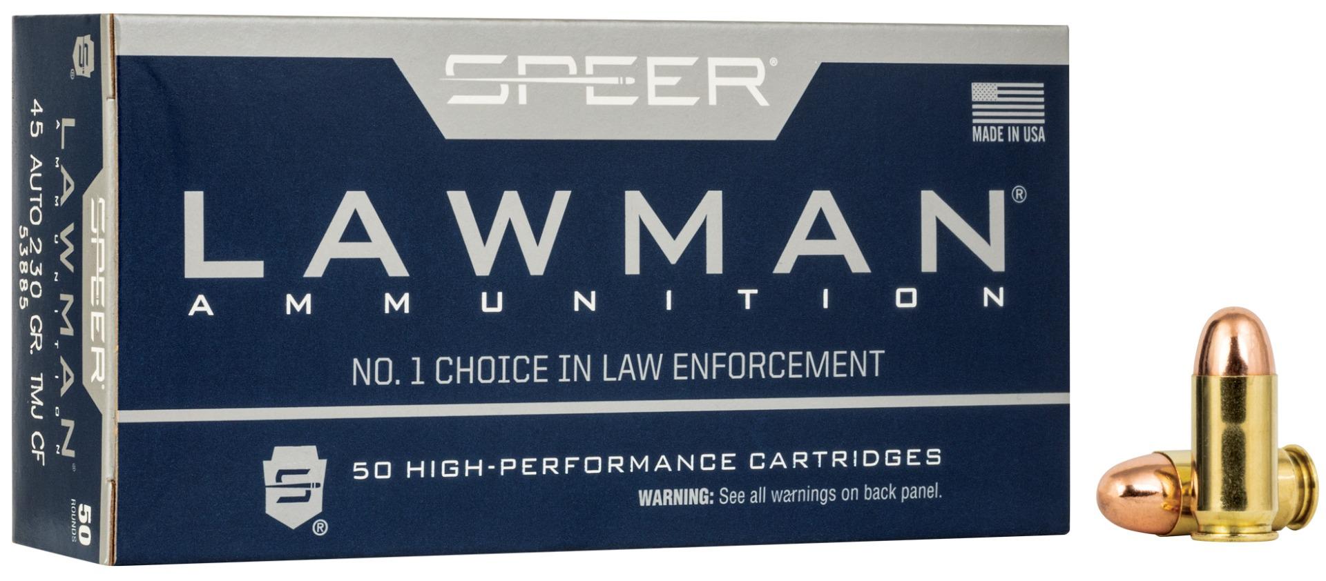 Speer Lawman Clean-Fire Training 230 gr Total Metal Jacket .45 Auto Ammo, 50/box - 53885 by Speer - Product Image