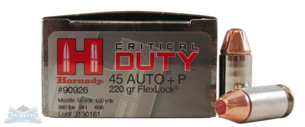 Hornady 45 Auto/ACP+P 220gr Critical Duty Ammunition 20rds - 90926 by Hornady - Product Image