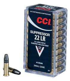 CCI .22 Long Rifle 45gr HP Suppressor Ammunition 50rds -  957 by Cci - Product Image