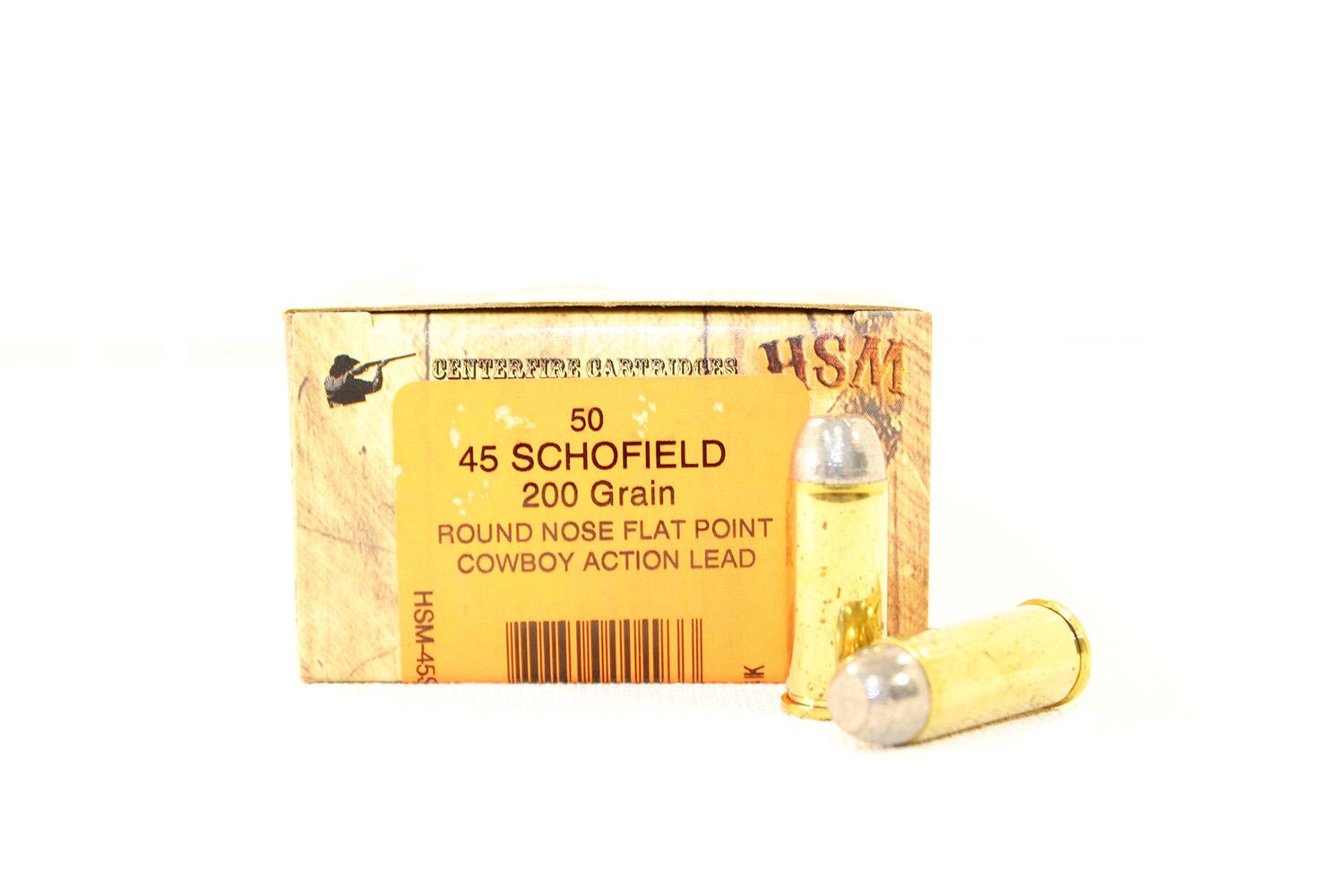 HSM 45 Schofield 200gr RNFP Ammunition New Manufactured Cowboy Action 50rds - HHSM-45S-1-N by Hsm Ammunition - Product Image