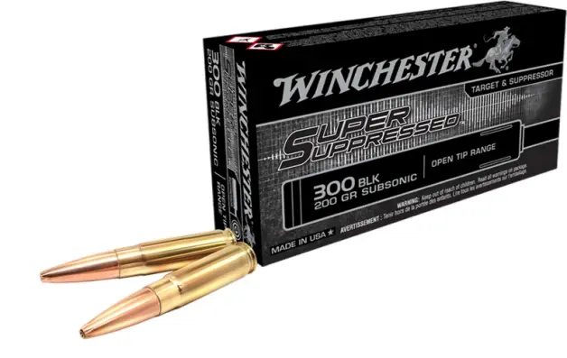 Winchester Winchester Super Suppressed 300 Blackout 200 Grain Open Tip Range - Free Shipping deal image