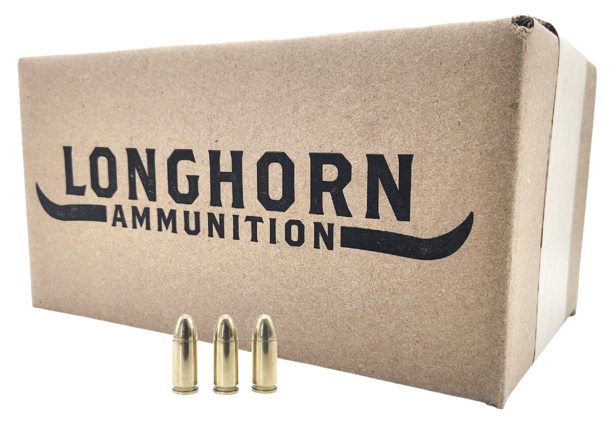 Longhorn Ammunition 9mm 115gr FMJ New Brass Centerfire Pistol Ammunition 1000rd Case - $249.99 w Free Shipping