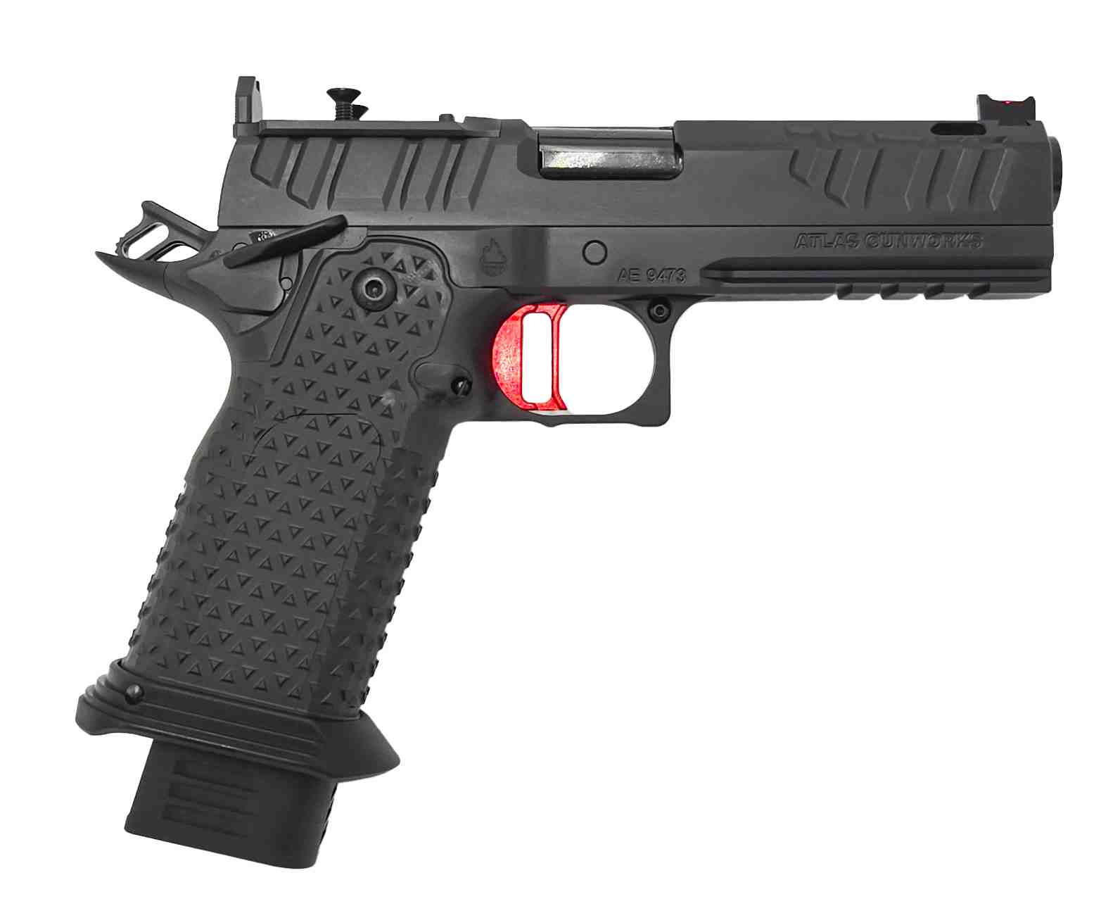 Atlas Gunworks Apollo, 9mm, 4.6" Ported Barrel, 3 Magazines, Red Med Flat Trigger, RMR/SRO Ready, Pistol
