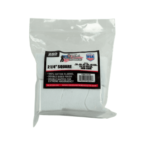 Pro-Shot Gun Cleaning Patches 38 to 45 Caliber, 20 Gauge, 410 Bore Square Cotton 250PK