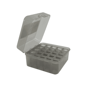 MTM Dual Gauge Flip Top Shotshell Box 12 or 20 Gauge 2-3/4" and 3" 25-Round Plastic Clear-Smoke